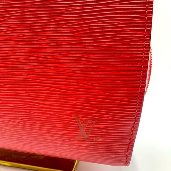 Auth Louis Vuitton Vtg Castilian Red Epi Leather Pont Neuf PM Handbag Tote Purse - Picture 11 of 16